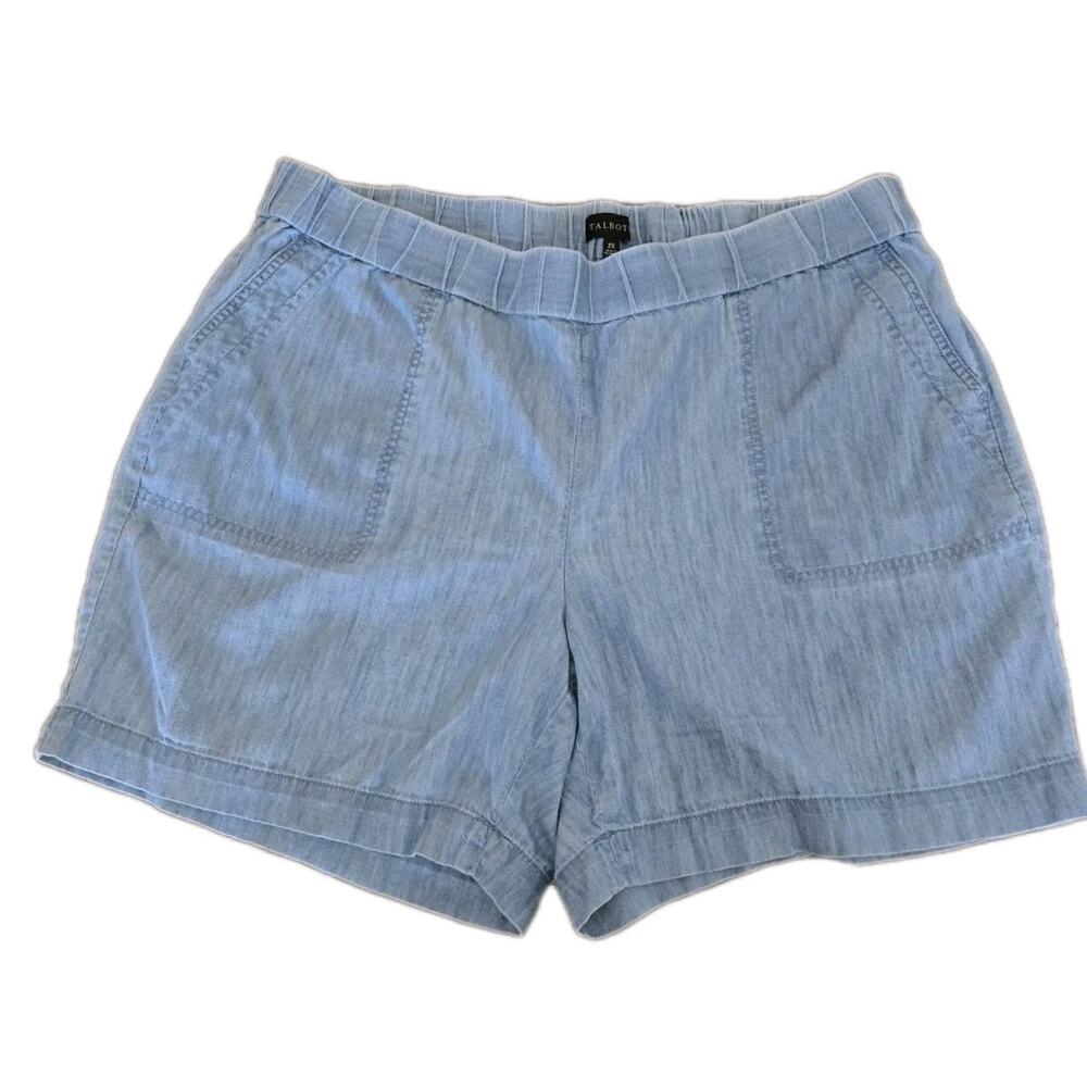 Talbots Womens 2X Plus Blue Crop Pants Cotton Pull On
